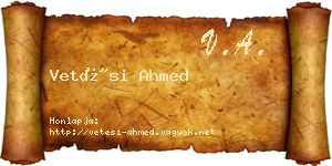Vetési Ahmed névjegykártya